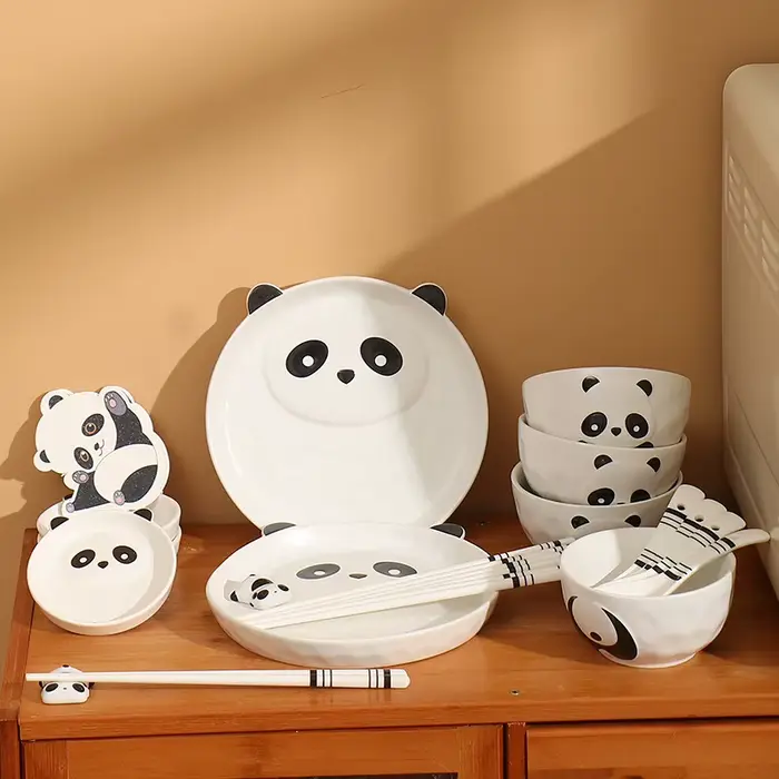 Bols en céramique créatifs assiettes dessin animé panda vaisselle mignon
