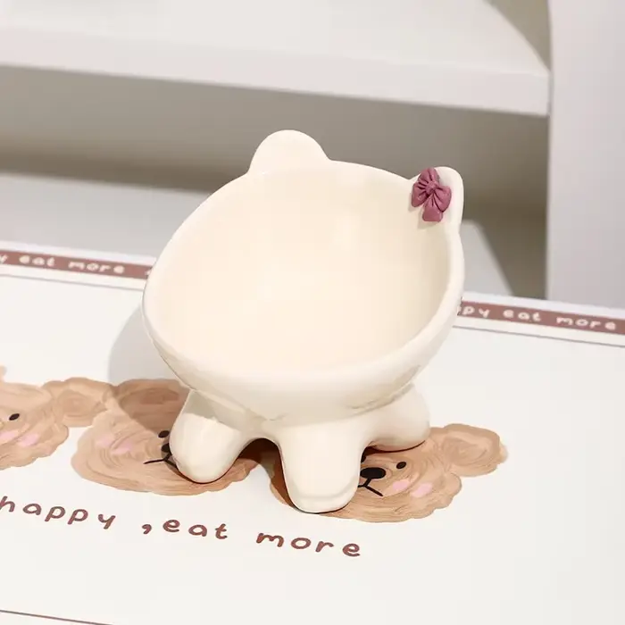 Bol de nourriture inclinable en céramique pour chat, bol surélevé, plat de nourriture ergonomique po