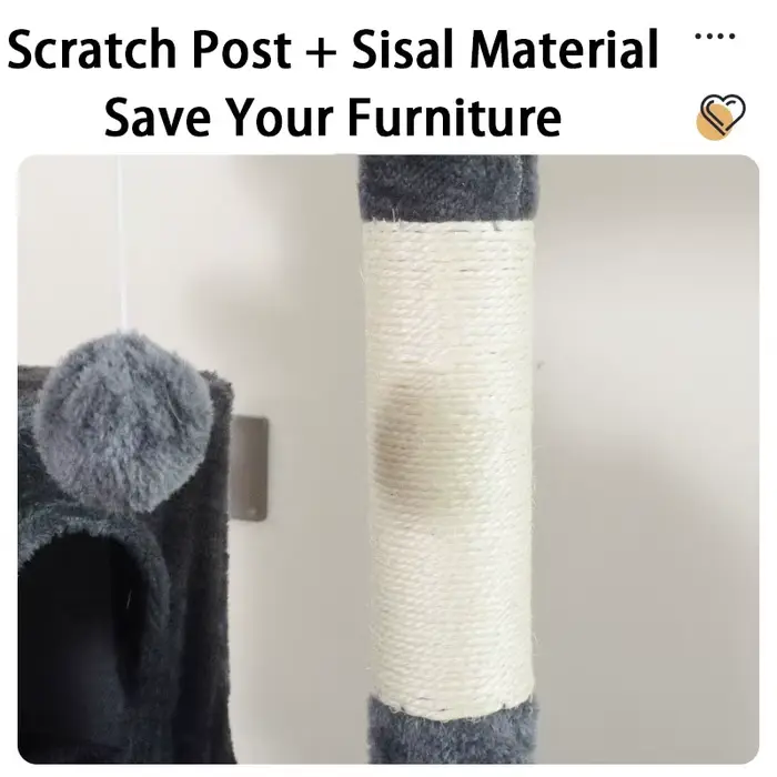 Arbre à chat multi-niveaux en peluche avec poteaux en sisal