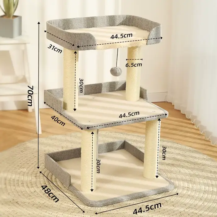 Petit arbre à chat avec tire à gratter et lit confortable pour chat, mobilier d'escalade multi-nivea