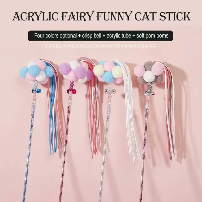 Bâton de jouet interactif à franges pour chat, jouet amusant pour chaton, bâton de fée pour animaux