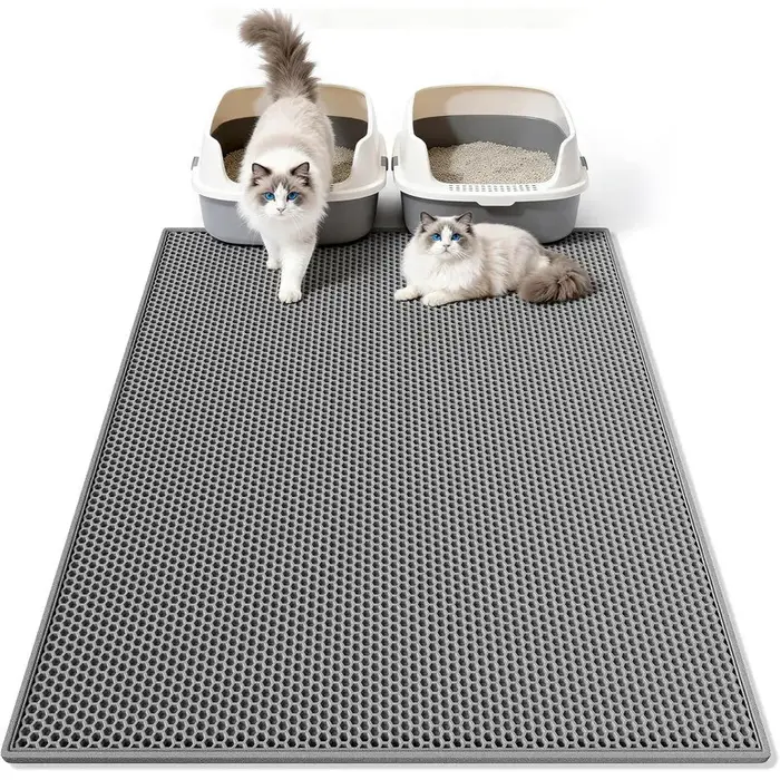Tapis pour litière de chat, conception double couche en nid d'abeille, tapis en EVA pour bac à litiè