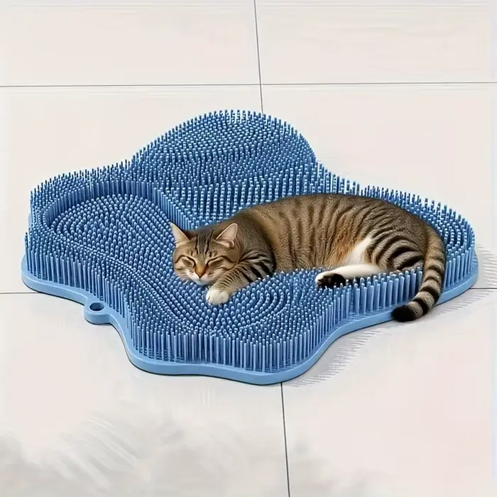 Brosse et grattoir de massage pour chat 2 en 1 |   Outil d'auto-œilage avec poils en caoutchouc |   