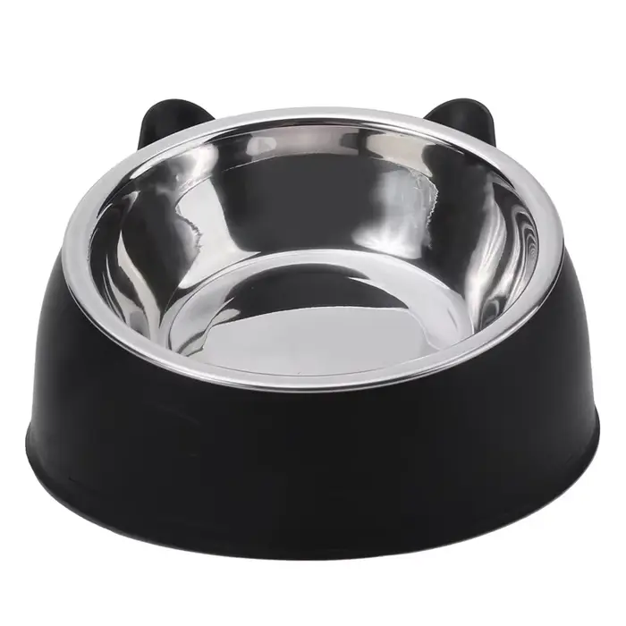 1pc chat bol belle créative incliné chaton chiot nourriture bols d'alimentation en acier inoxydable