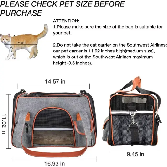 Sac de voyage pour animaux de compagnie, porte-chien et chat, approuvé par la compagnie aérienne, face souple, siège de voiture, Carrie sûr