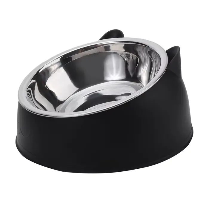 1PC chat bol belle créative incliné chaton chiot nourriture bols d'alimentation en acier inoxydable 