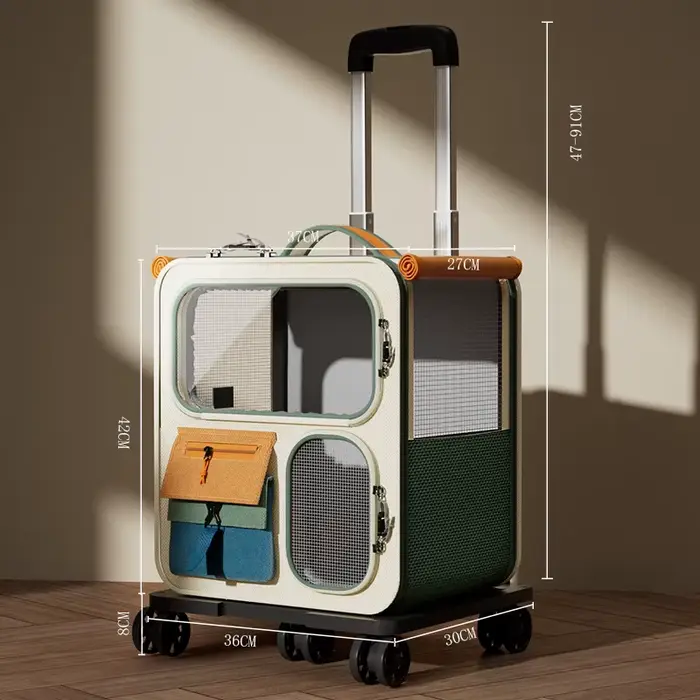 Sac de transport à roulettes pour chats et petits chiens jusqu'à 10 kg, idéal pour les voyages, les