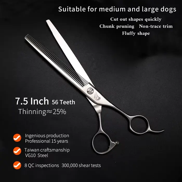 Ciseaux de toilettage pour chiens en acier VG10 de 7,5 pouces à 56 dents, ciseaux effilants pour chi
