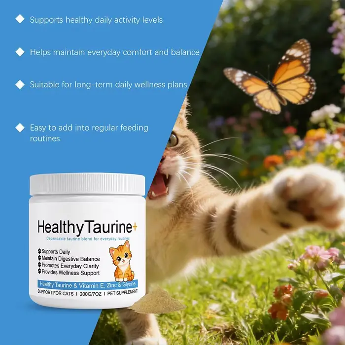 Poudre de taurine saine pour chats avec vitamine E