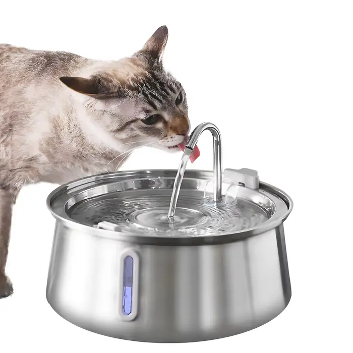 Fontaine pour chat mangeoire à eau pour animaux de compagnie en acier inoxydable 4L distributeur d'e