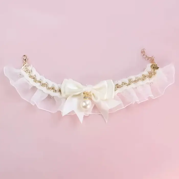 Collier de chien mignon nœud en dentelle colliers de chat de chien de compagnie collier de chat régl
