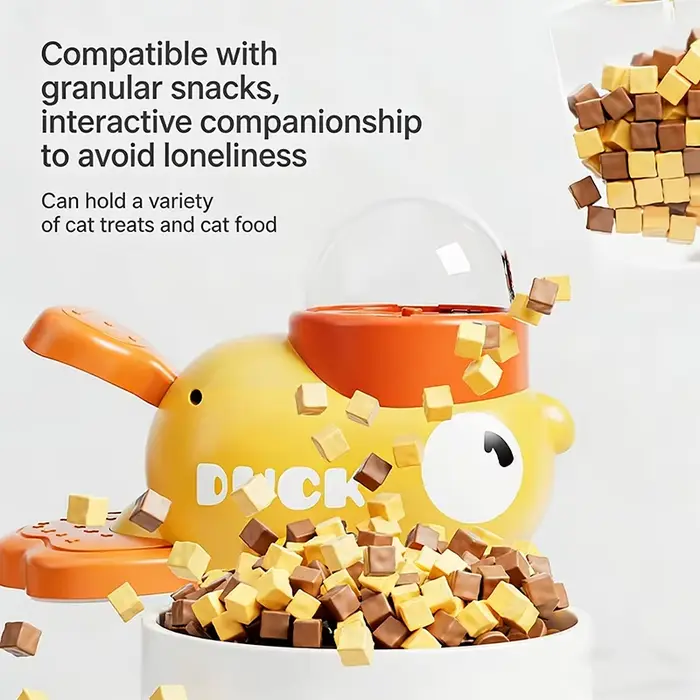 Distributeur de nourriture interactif pour chat en forme de canard