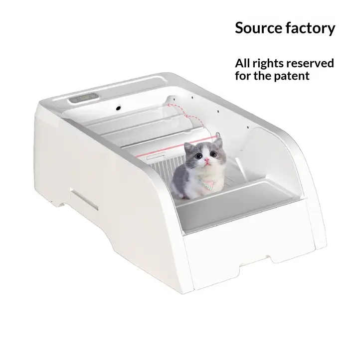 Nouvelle Litière Automatique pour Chat à Couvercle Ouvert, Auto-Nettoyante, Remplissage par le Haut 