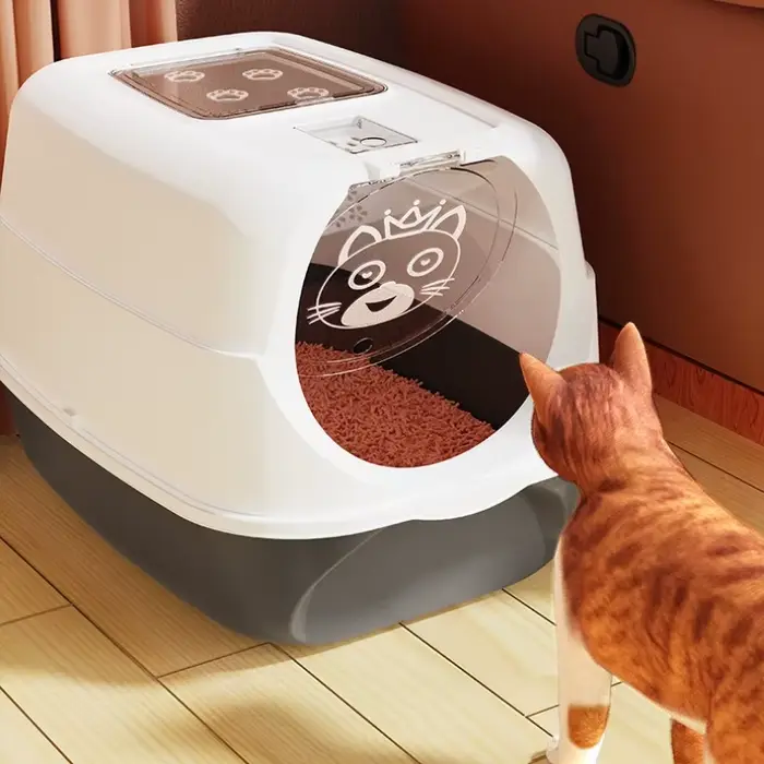 Bac à litière pour chat autonettoyant automatique couvert fermé grand XXL anti-éclaboussures contrôle des odeurs sans poussière facile à nettoyer tapis de capot de confidentialité