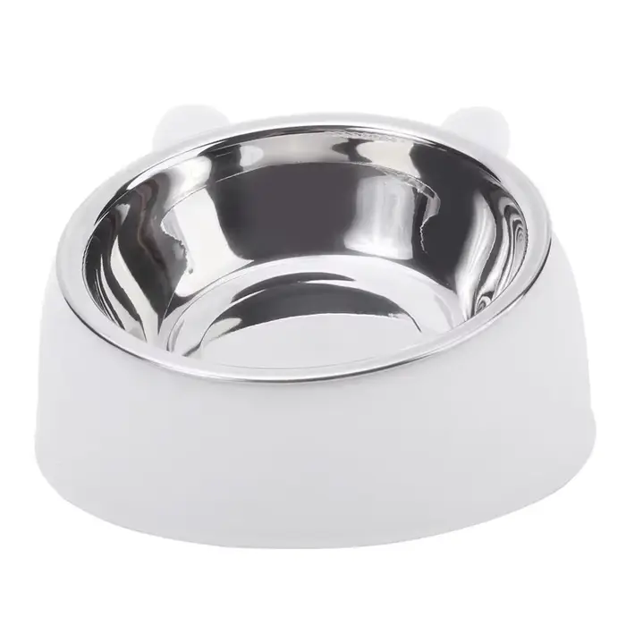 1pc chat bol belle créative incliné chaton chiot nourriture bols d'alimentation en acier inoxydable 