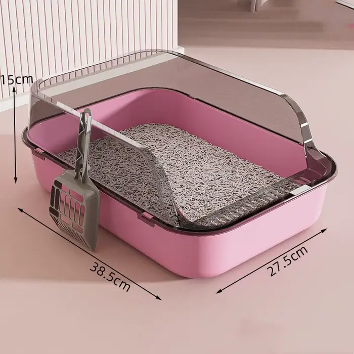 Bac à litière pour chat avec spatule à litière pour chat bac à sable semi-fermé pour chats lapin pet