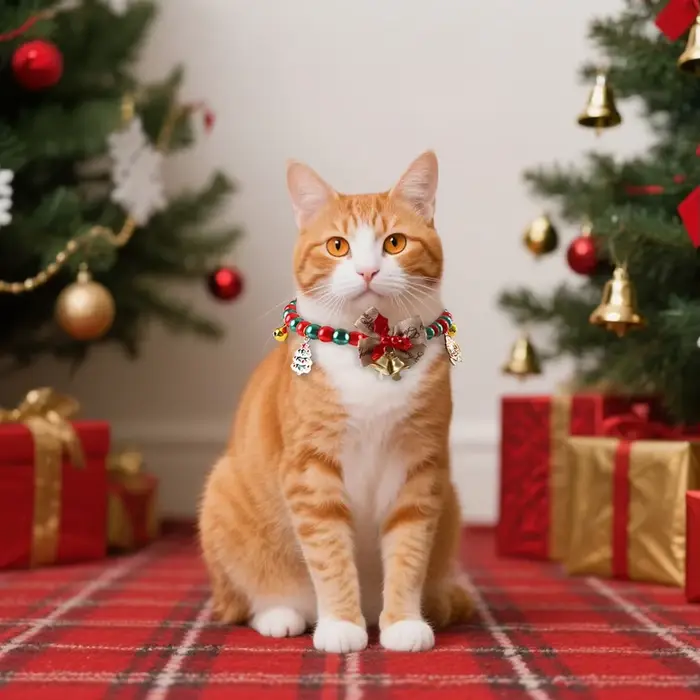 Collier cloche de noël coloré pour chat