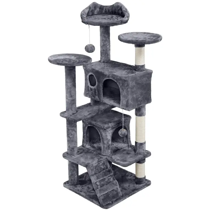 Arbre à chat pour grands chats avec grande perche supérieure, tour à plusieurs niveaux pour chats d'