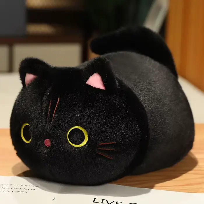 Peluche chat adorable de 25-50 cm, jouet en peluche chat dessin animé, poupée chat couchée pour enfa
