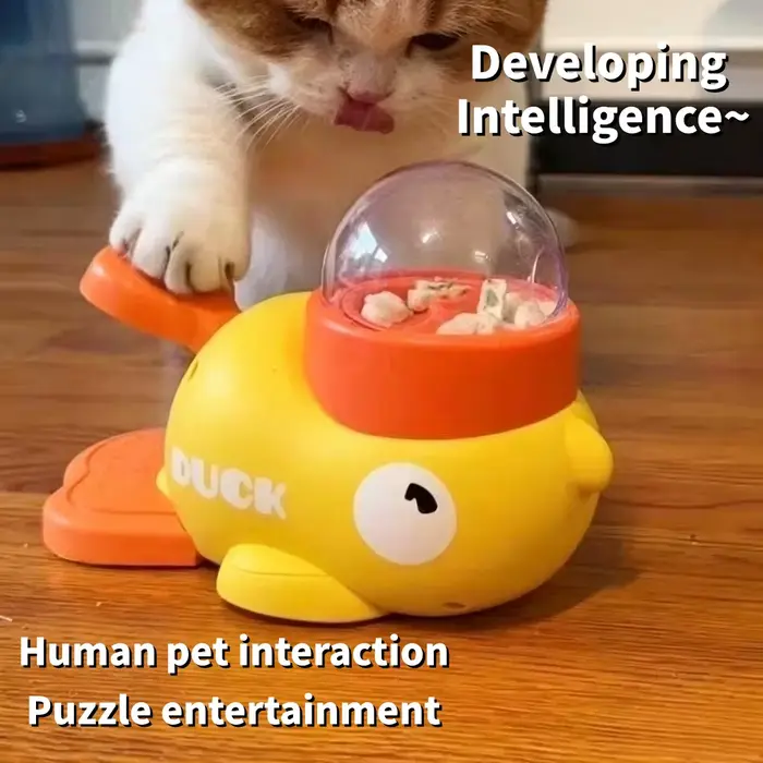 Distributeur de friandises pour animaux de compagnie en forme de canard jaune, jouets interactifs de puzzle, bol pour chien à alimentation lente, soulage l'ennui et favorise une digestion saine