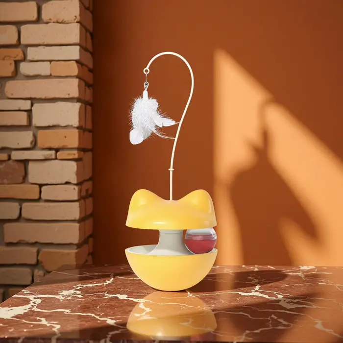 360 °   Jouets multifonctionnels pour chats, distributeur de friandises oscillant avec clochette et 