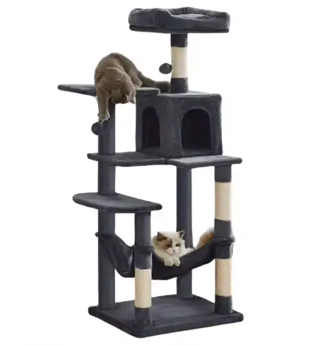 Feandrea rose grands arbres à chat multi-niveaux et grattoir avec hamac tour d'arbre à chat en bois 