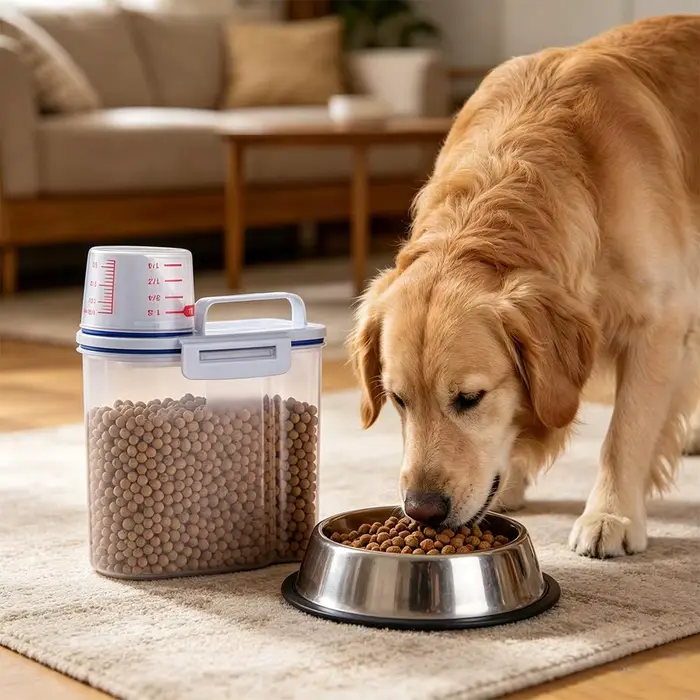 Conteneur à riz japonais hermétique pour aliments pour animaux de compagnie (chiens et chats) avec tasse graduée