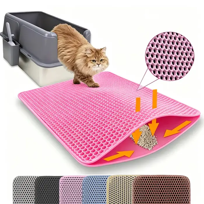 Tapis de litière pour chat Double couche antidérapant pour animaux de compagnie
