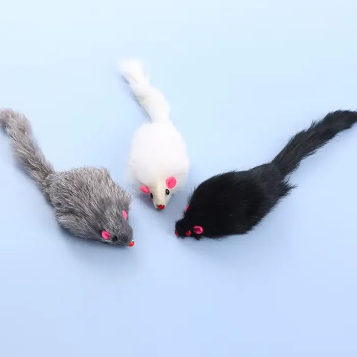 5/10 pièces faux souris chat jouet souris à queue de cheveux longs avec son en peluche souris douce