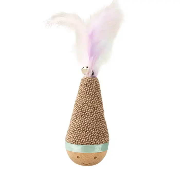 Jouet interactif pour chat : Tumbler Wobbler résistant aux morsures avec plumes et agave pour le net