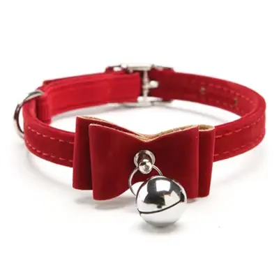 Collier élastique de sécurité pour chat, nœud papillon avec cloche, petit chien, chat, velours doux 