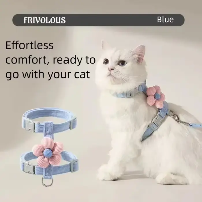Ensemble Harnais et Laisse pour Chat Motif Fleur Mignon