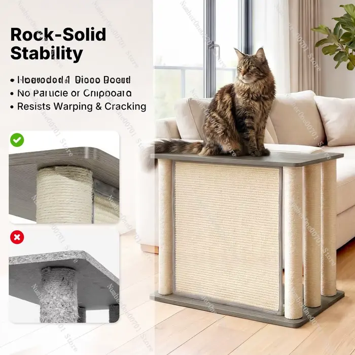 Table d'appoint en forme de patte de chat avec griffoir et poteau à gratter