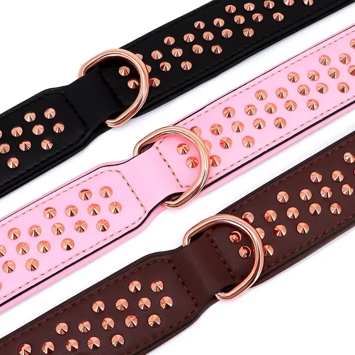 Collier en cuir clouté pour animaux de compagnie, réglable, durable, grand, moyen, grand, chiot, pit