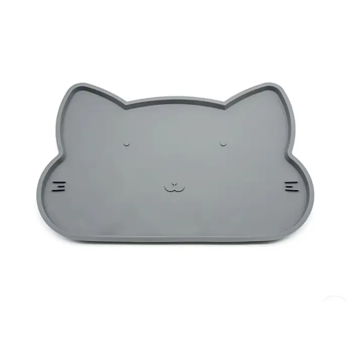 Tapis de gamelle pour animaux de compagnie en silicone durable, en forme de chat, anti-débordement, 