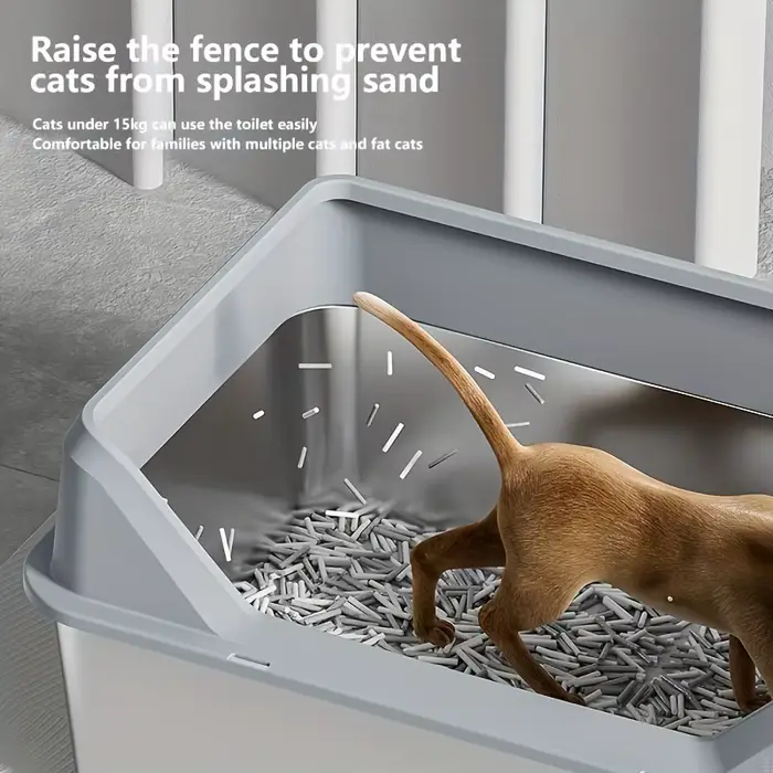 KEMORELA XL bac à litière extra large en acier inoxydable avec couvercle grand bac