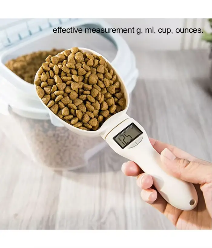 Cuillère à mesurer les aliments pour animaux de compagnie, tasse à mesurer électronique pour aliment