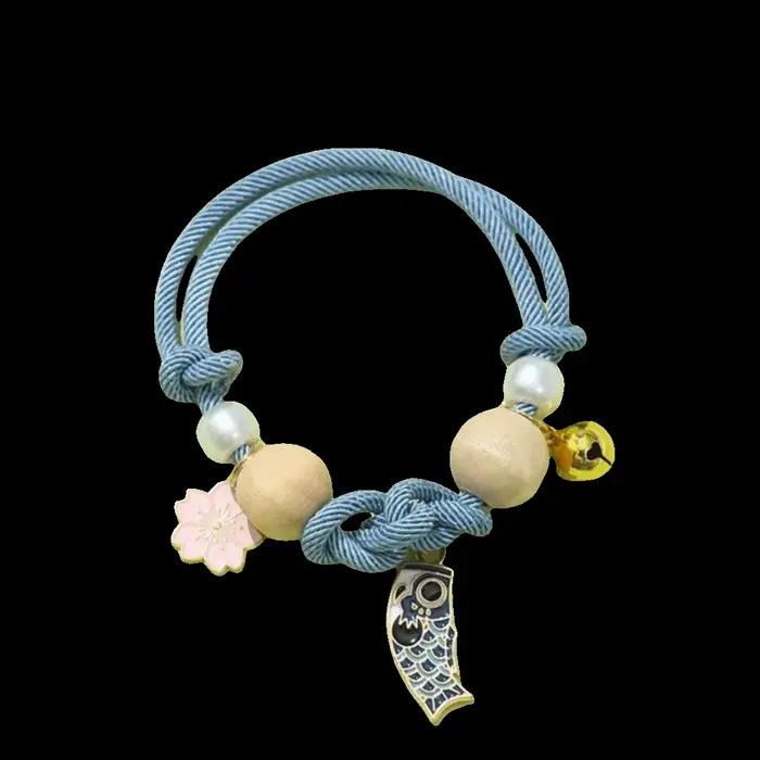 Collier anti-puces réglable pour chat, motif ethnique, fait main, avec clochettes, résistant aux ins
