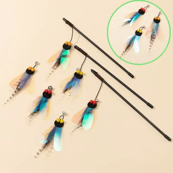 Jouets pour chats, jouet en plumes pour chats, bâton Teaser, résistant aux morsures, papillon, jouet