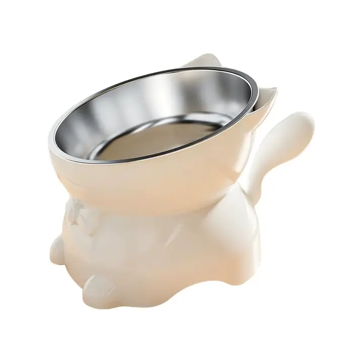 Gamelle inclinée grande taille à pied haut pour chat, chaton et chiot – Anti-fuite, anti-choc, anti-