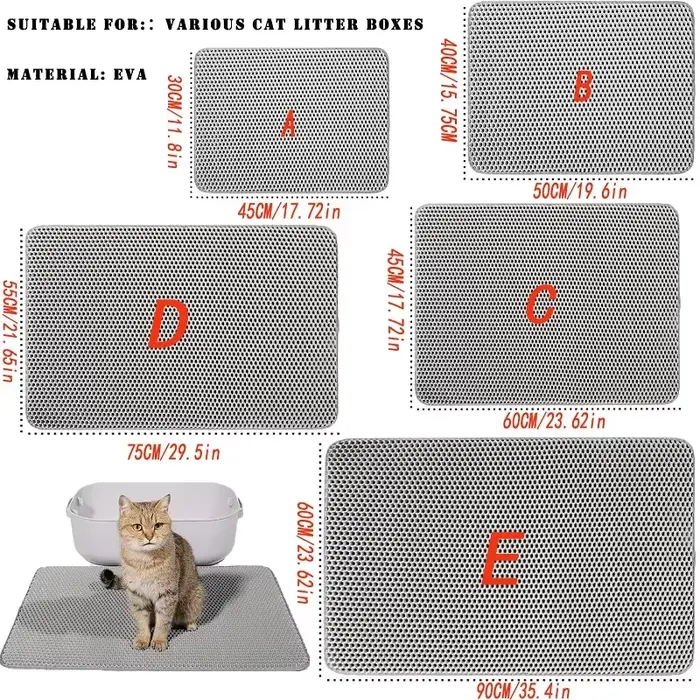 Tapis de litière pour chat Double couche antidérapant pour animaux de compagnie