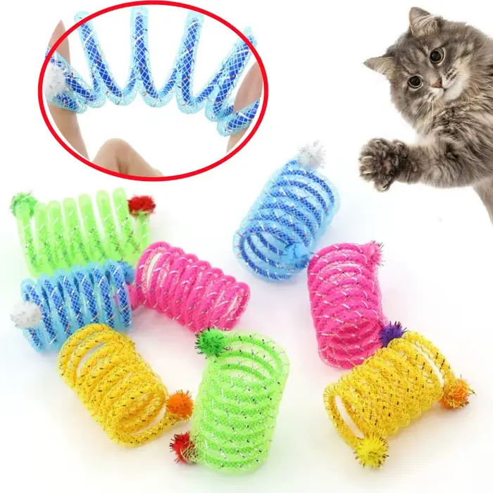Jouets de printemps colorés pour chats, bâton interactif, boule de laine élastique résistante aux mo