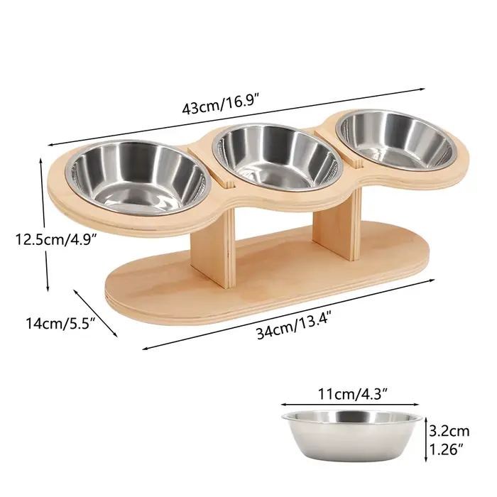 Mangeoire pour chat surélevée 3 bols en 1 fournitures d'alimentation et d'arrosage 15 °   Puppy suré