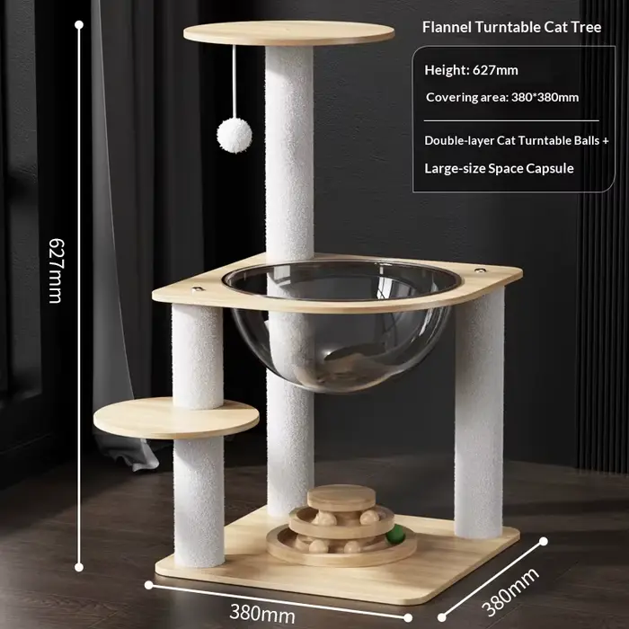 Arbre à chat compact et peu encombrant, multi-niveaux, avec griffoir, lit et étagère, idéal pour app