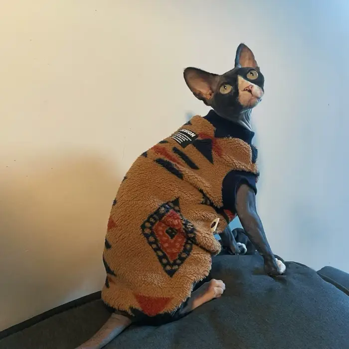 Gilet chaud de Noël pour chats Chat Pull Chatons Polaire Chaude Manches Courtes Marron Sweat-shirt C