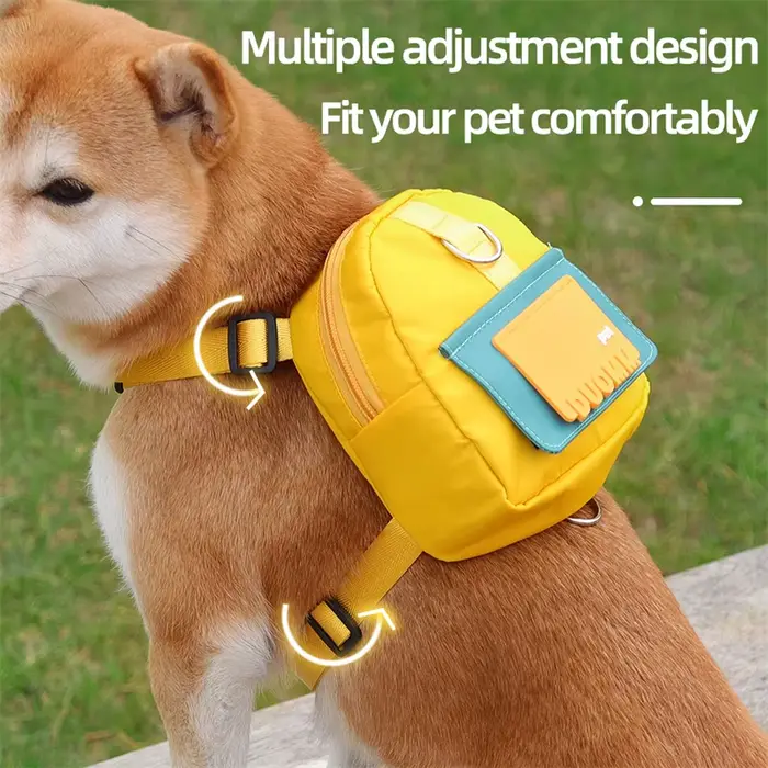 Sac à dos imperméable pour animaux de compagnie, sac pour chiots avec harnais et collier, sac à dos