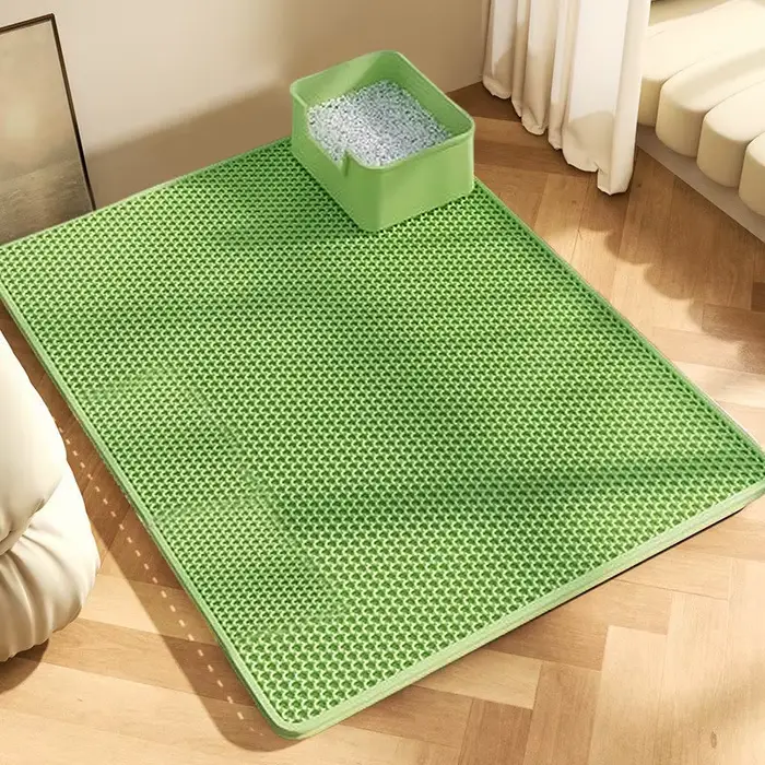 Tapis de litière pour chat 70x120cm, grande taille, technologie de retenue de sable à 2 couches, bas