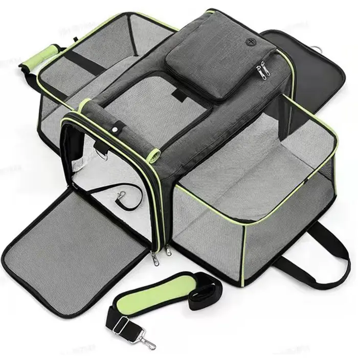 Sac de voyage pliable de grande capacité pour chat, approuvé Pet Airlines, ruban réfléchissant, sac