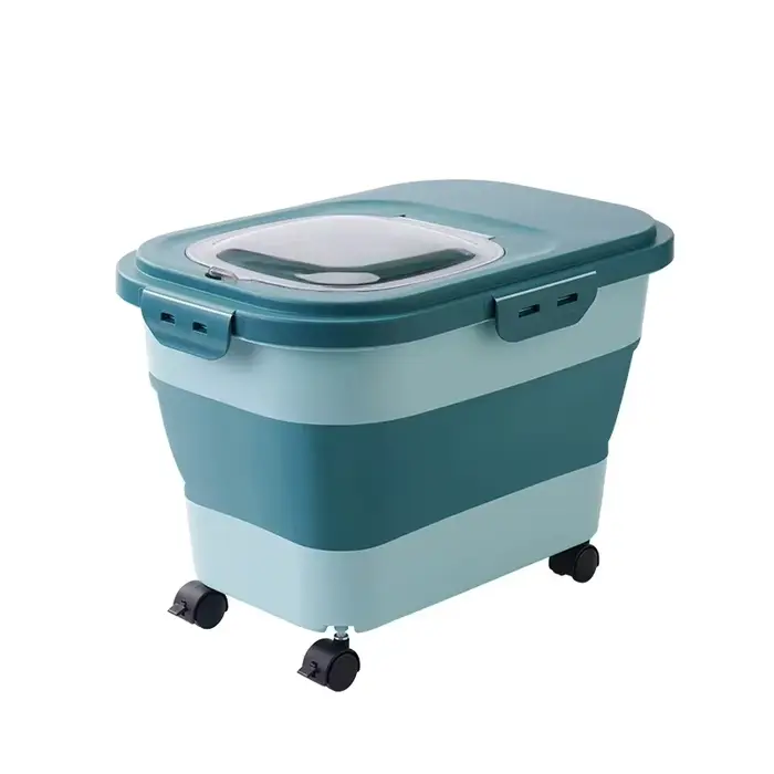 Conteneur de stockage hermétique pliable pour aliments pour animaux de compagnie avec couvercle, cap
