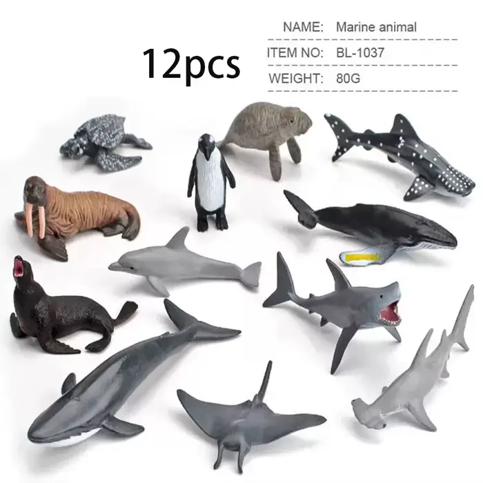 Mini jouets de simulation de la vie marine, 10/12 pièces, modèles réalistes d'animaux marins, requin